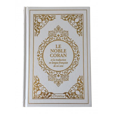 Le Noble Coran blanc Francais arabe format moyen